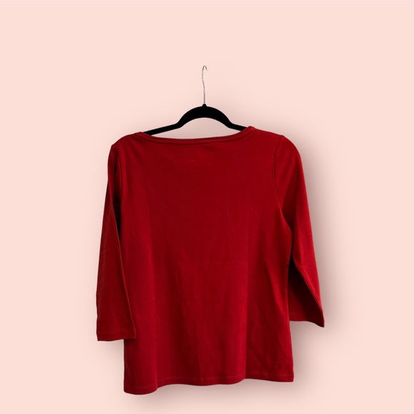TALBOTS Cotton Long Sleeve Tee/ Red Ginger - Picture 2 of 4